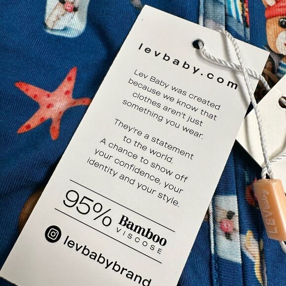 NWOT LEV Baby Boy Bamboo Convertible One Piece Romper Footie Blue Pajamas 12-18M - Picture 5 of 16